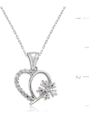 925 Gümüş Gümüş Kar Tanesi Kalp Bayan Kolye