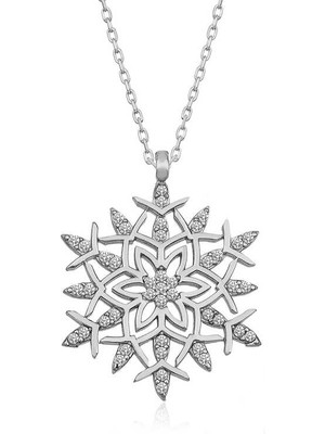 925 Gümüş Gümüş Kar Tanesi Kolye