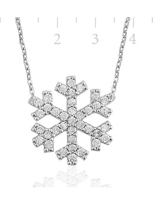925 Gümüş Gümüş Kar Tanesi Bayan Kolye