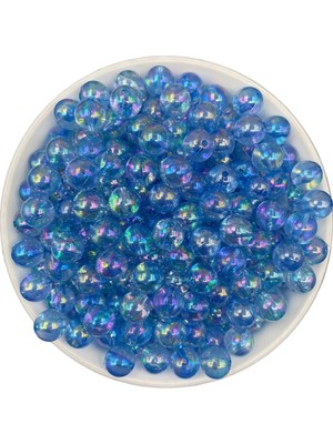 Hedef Bijuteri 10MM Mavi  Renk Janjanlı Top Akrilik Boncuk, Takı, Çanta Yapım Boncuğu (50GR,~80 Adet)