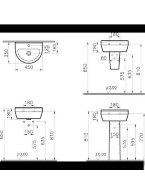 Vitra S50 Lavabo 45 cm + Yarım Ayak - 5300L003-0001