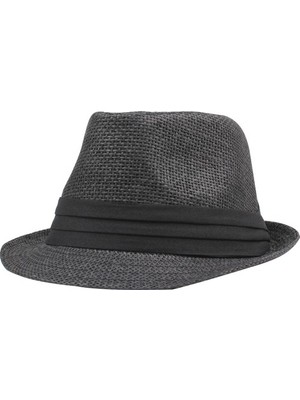 Warm Shoping Unisex Hasır Şapka Kontrast Şerit Fedora (Yurt Dışından)