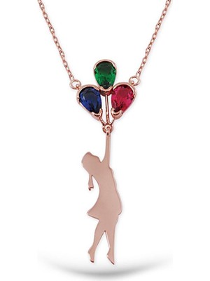 925 Gümüş 925 Ayar Gümüş Uçan Balon Mutluluk Kolyesi