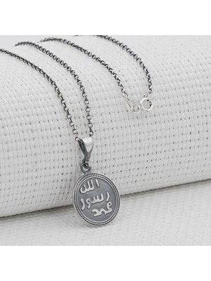 925 Gümüş Mührü Şerif ve Ktmir Dua Yazl 925 Ayar Gümüş Kadn Kolye