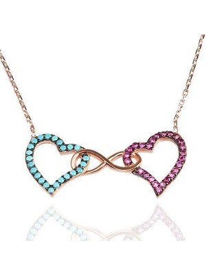 925 Gümüş Kalp Kalbe Karşı Model Bayan Gümüş Kolye 2