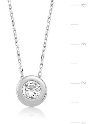 925 Gümüş Gümüş Tek Taşlı Bayan Kolye