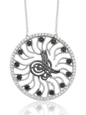 925 Gümüş Gümüş Tuğra Bayan Kolye