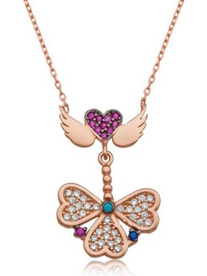 925 Gümüş Gümüş Melek Kanatlı Yonca Kolye