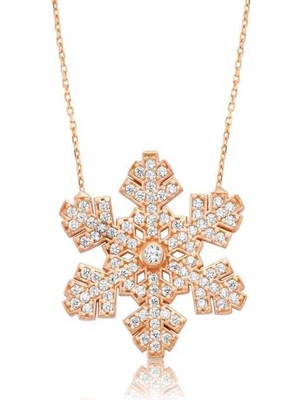 925 Gümüş Gümüş Kar Tanesi Bayan Kolye