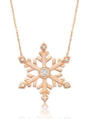 925 Gümüş Gümüş Kar Tanesi Bayan Kolye