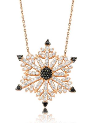 925 Gümüş Gümüş Kar Tanesi Bayan Kolye