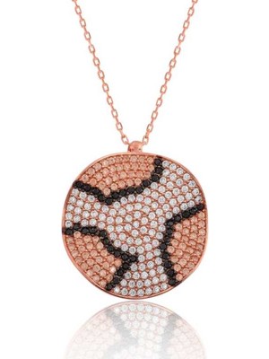 925 Gümüş Gümüş Taşlı Dalgalı Bayan Kolye