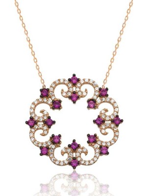 925 Gümüş Gümüş Taşlı Çelenk Bayan Kolye