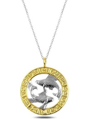 925 Gümüş Gümüş Gold Balık Burcu Kolye