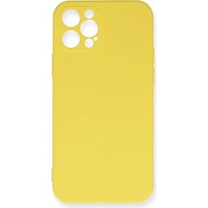 Happycase iPhone 12 Pro Max Kılıf Nano Içi Kadife  Silikon - Sarı