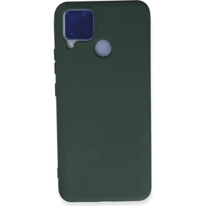 Happycase Realme C15 Kılıf Nano Içi Kadife  Silikon - Koyu Yeşil