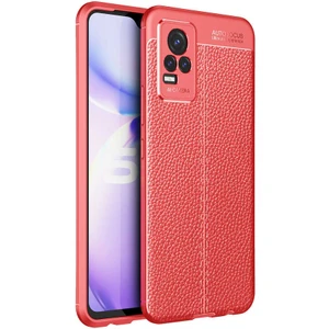 Tekno Grup Vivo V21E Kılıf Ultra Korumalı Deri Desenli Lüx Niss Silikon Kılıf + Nano Ekran Koruyucu