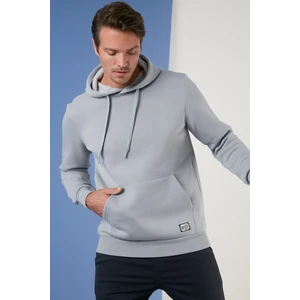 Slim Fit Kapüşonlu Kanguru Cepli İçi Tüylü Yumuşak Şardonlu Sweat Erkek SWEAT 5905281