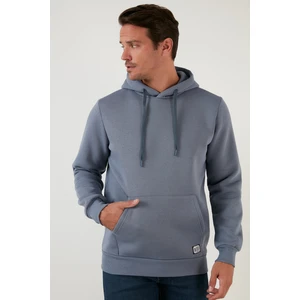 Slim Fit Kapüşonlu Kanguru Cepli İçi Tüylü Yumuşak Şardonlu Sweat Erkek SWEAT 5905281