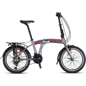 FD2000 - 20 Jant Katlanır Bisiklet V-Fren Gri-Kırmızı