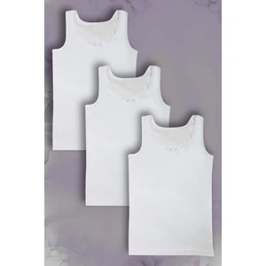 Gri Mor Tekstil 3'lü Kız Çocuk Atlet Pamuk Geniş Askılı