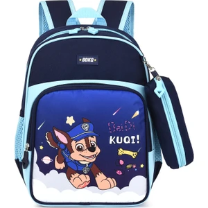 Çocuk Büyük Kapasite Kalem Kutusu ile Karikatür Anaokulu Sırt Çantası - Mavi (Yurt Dışından)