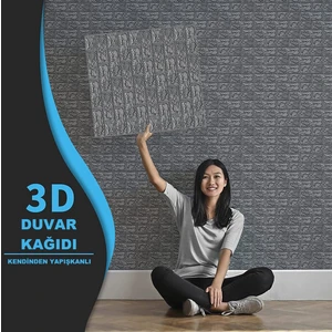 NW02 Gri Tuğla Kendinden Yapışkanlı Su Geçirmez Esnek Duvar Paneli