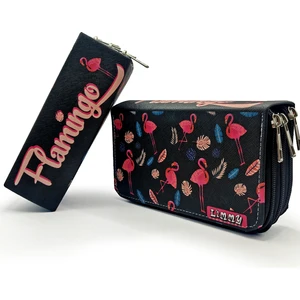 Kalem Kutusu Flamingo Siyah Kawai Organizer Üç Bölmeli Kalemlik Siyah Fermuar