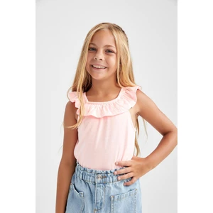 Kız Çocuk Regular Fit Volanlı Pamuklu Atlet X0695A622HS