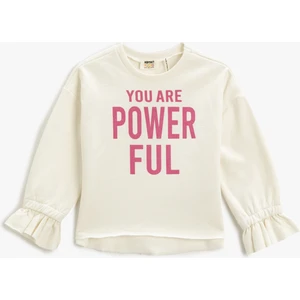 Baskılı Sweatshirt Manşetleri Fırfırlı