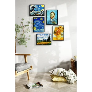 Özcanlar Çerçeve Çerçevesiz Çerçeve Görünümlü 5 Parça Mdf Tablo Seti Çoklu Baskı Seti Mdf Baskı Van Gogh Tablo ÖZC-MDF5D