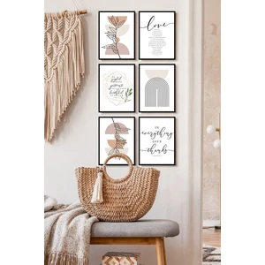 Özcanlar Çerçeve Çerçevesiz Çerçeve Görünümlü Minimal Modern Bitki Bahçe 6 Parça Mdf Tablo Seti Çoklu Baskı Seti ÖZC-MDF6E
