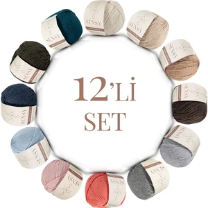 Premium 12 Adet 50GR Baby Soft Cotton Amigurumi ve Punch Ipi Set2