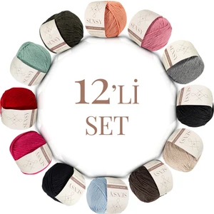 Premium 12 Adet 50GR Baby Cotton Amigurumi ve Punch Ipi 12'li Set4