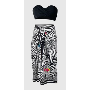 Lana- Gözlüklü Zebra Desen Pareo Iç Göstermeyen Parlak KUMAŞ-95CM*145CM
