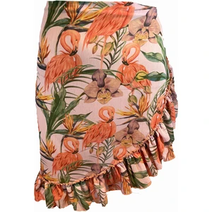 Frida Flamingo Desen Kısa Fırfırlı Pareo