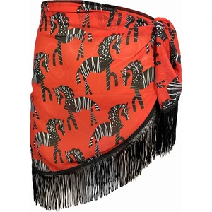 Amore Püsküllü Kırmızı Zebra Desen Pareo
