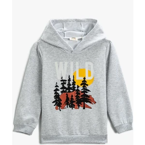 Baskılı Kapüşonlu Sweatshirt