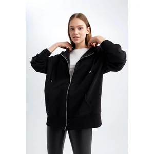 Oversize Fit Kapüşonlu Geri Dönüşümlü Hırka V7995AZ22WN
