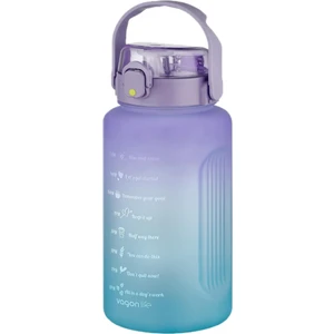 Büyük Boy Motivasyon Matarası 2000 ml Mor-Turkuaz SoftTouch Sızdırmaz Kullanım