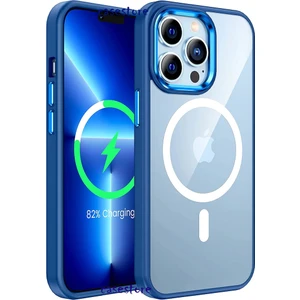 M.TK Moveteck Apple iPhone 12 Pro Max Kılıf Kamera Çıkıntılı Krom Metal Buton Wireless Şarj Magsafe Case