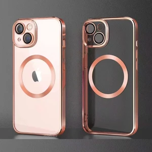M.TK Moveteck Apple Iphone 13 Kılıf Kamera Çıkıntı Koruma Parlak Renkli Manyetik Magsafe Halkalı Şeffaf