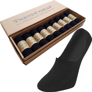 Trendcorap Premium 9'lu Dikişsiz Burunlu Kaydırmaz Silikon Topuklu Bambu Babet Çorap -Siyah
