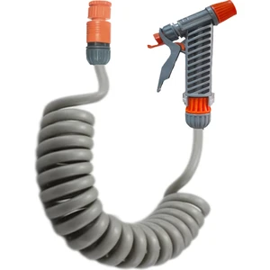 Spiral Balkon Araç Yıkama Bahçe Sulama Hortumu ve Tetikli Tam Set Gri