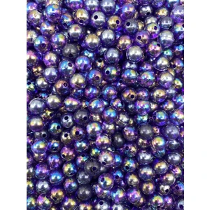 Hedef Bijuteri 8mm Mor Renk Janjanlı Akrilik Top Boncuk,parlak Takı, Çanta Yapım Boncuğu (50GR,~170 Adet)