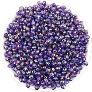 Hedef Bijuteri Mor Renk Basık 6mm Janjanlı Akrilik Boncuk,parlak Takı Yapım Hobi Boncuğu (25GR,~250 Adet)