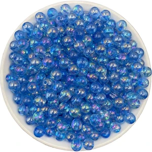 Hedef Bijuteri 8mm Mavi Renk Janjanlı Akrilik Top Boncuk,parlak Takı, Çanta Yapım Boncuğu (50GR,~170 Adet)