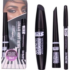 3 In 1 Suya Dayanıklı Maskara & Kalem & Eyeliner Seti