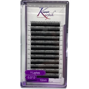 Kaşmir Kirpik Kaşmir Y Kirpik , Otomatik Demet Oluşturan 3 Boyutlu  0.07 mm D Kıvrım 10 Numara Boy Kirpik