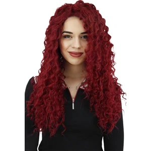 Eva Peruk Afro Dalgalı Tül Peruk Kızıl 300 Gr 70 Cm